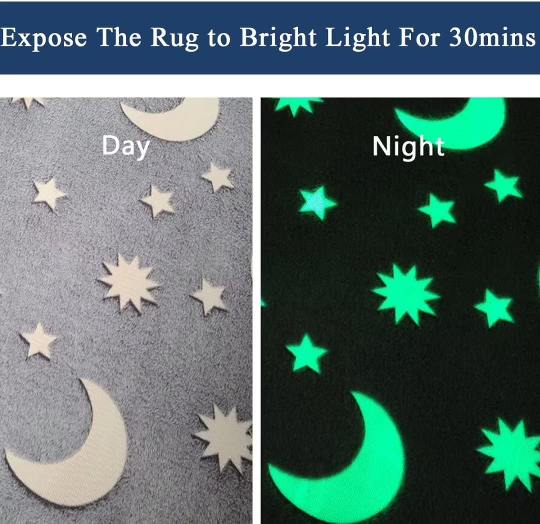 Tapete LUNAS Y ESTRELLAS Alfombra Luminosa Niños | 150x60cm Pie De Cama Luna