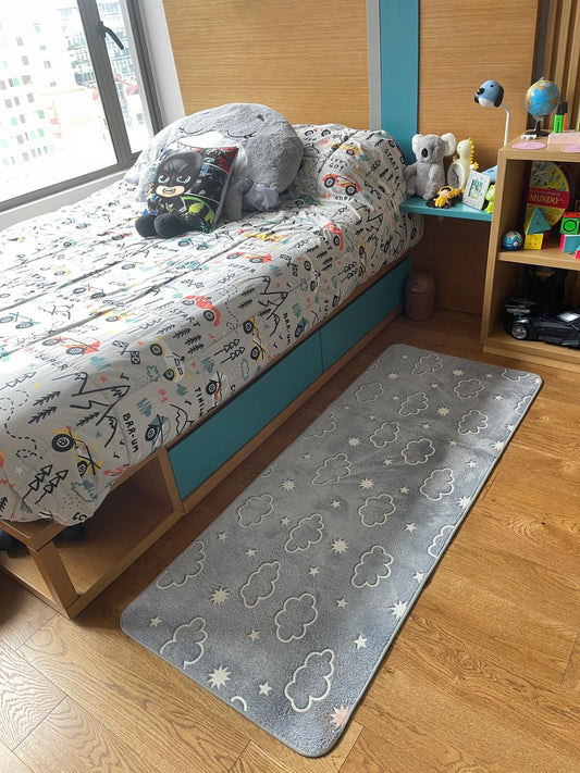 Tapete DISEÑO NUBES Alfombra Luminosa Niños | 150x60cm Pie De Cama Nube